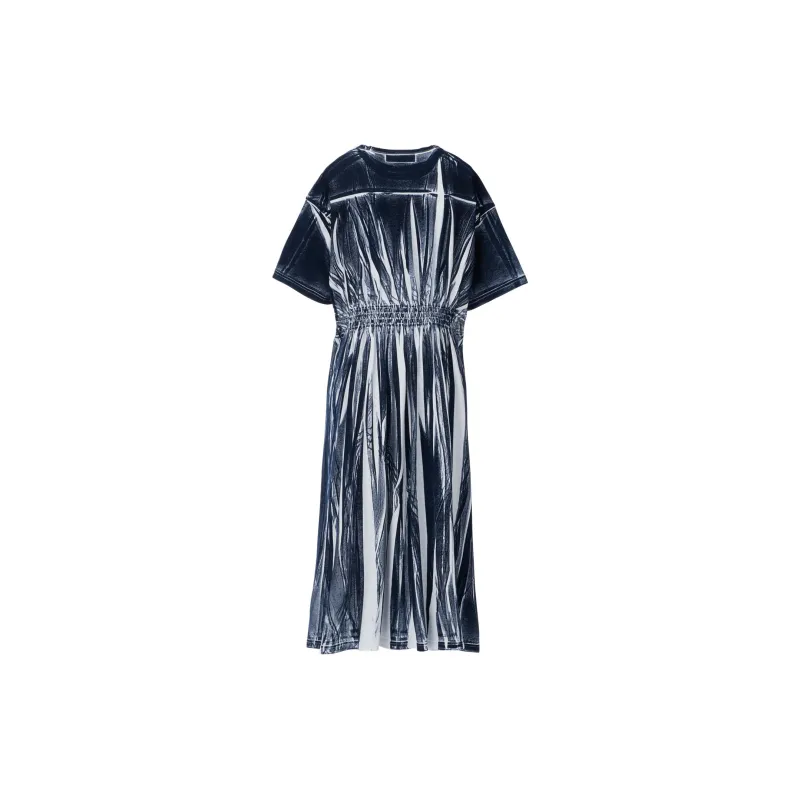 Onitsuka Tiger PRINTED SS25 Short-Sleeved Dresses Women's White/Navy Blue-1