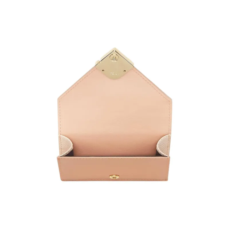 FENDI FF Diamonds Series Calfskin Wallet Medium Size Women's Pink-2