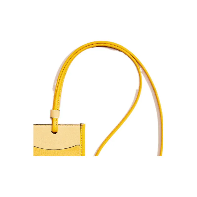 COACH Lanyard Leather Halter ID Card Holder Women's Yellow-1