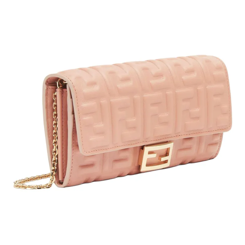 FENDI Baguette Nappa Soft Leather Wallet Regular Women's Pink-1
