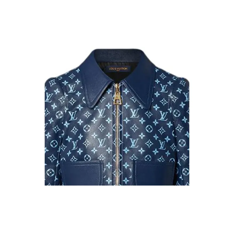 LOUIS VUITTON New Quarterly Products Of LV Leather Jackets Women's Blue-2