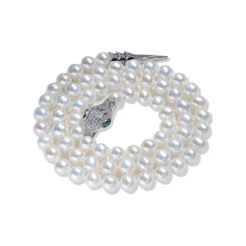 BRIR Pearl Luxury Advanced Elegant Snake Shaped Buckle Necklace Collarbone Chain Y Chain Women's