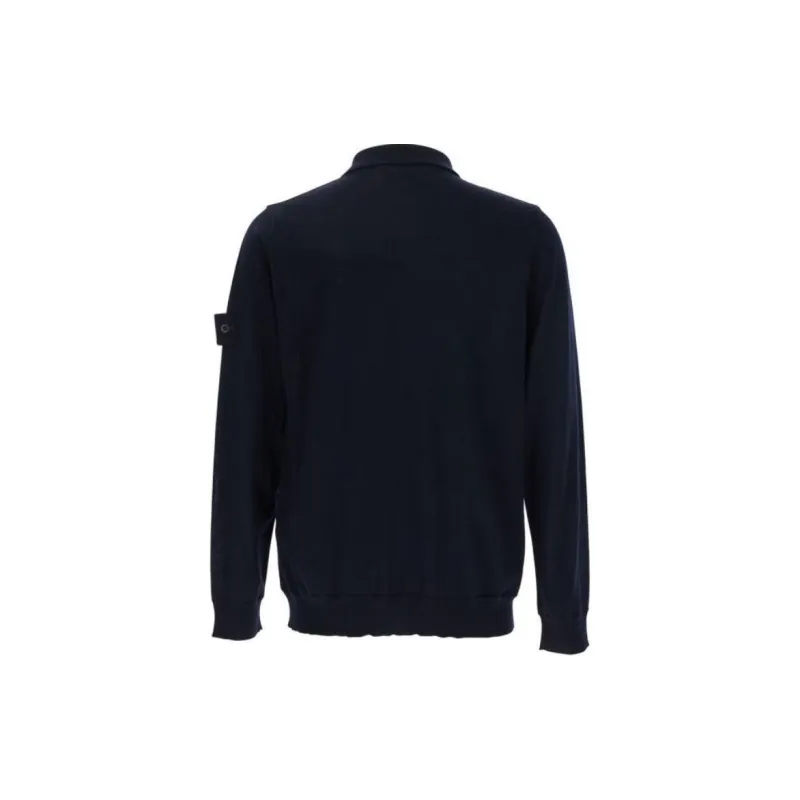 STONE ISLAND Logo Patch Long Sleeved Polo Shirt-1