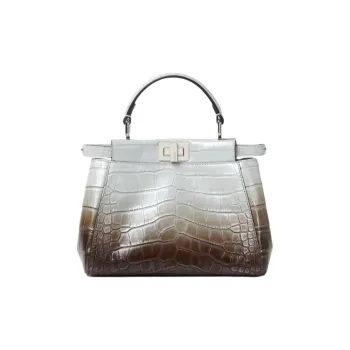 FENDI Alligator Leather One Shoulder Handbags Mini Women's Gray
