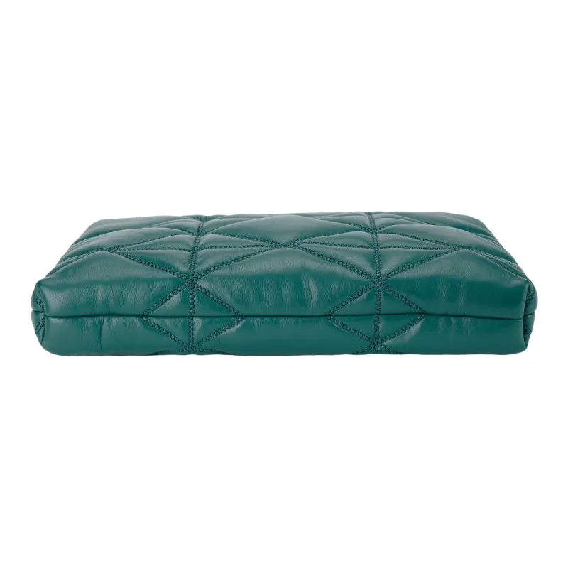 MCM Lambskin With Leather Trim Envelope Bag, One Shoulder Crossbody, Clutch Trumpets Women's Green-3