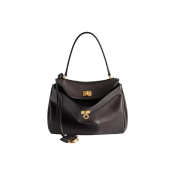 Balenciaga Rodeo Calfskin One Shoulder Handbag Small Size Women's Coffee