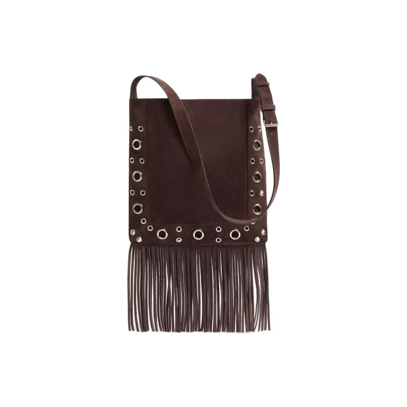 Valentino Suede Shoulder Bag Women's Brown-3