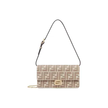 FENDI Baguette Cotton Handbag, Shoulder Bag Women's Beige