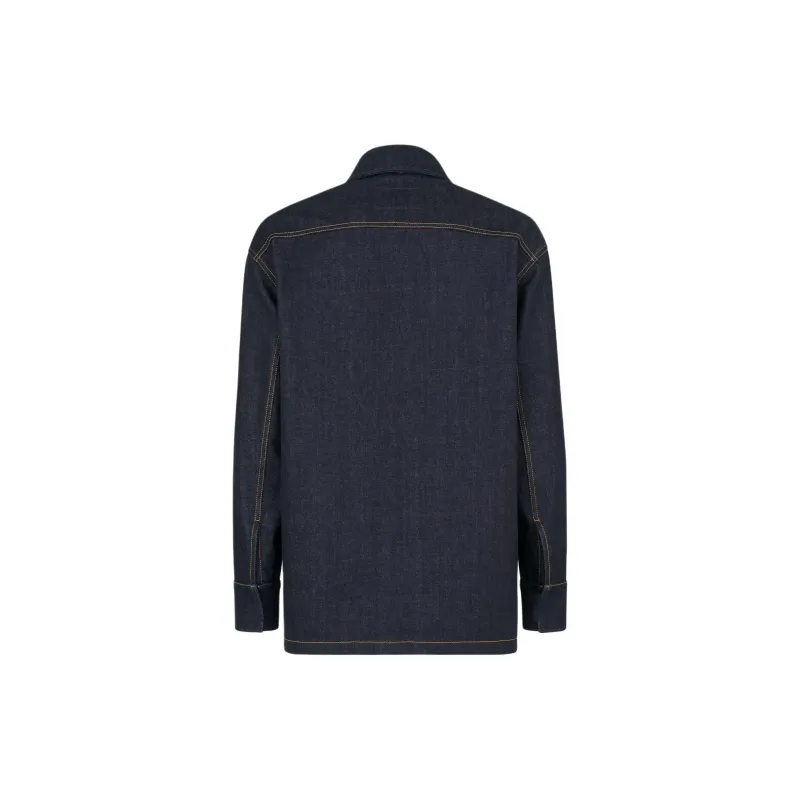 FENDI Logo Embroidered Denim Jacket-1