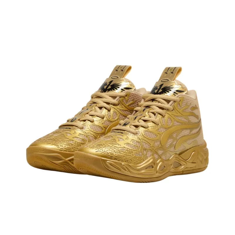 PUMA MB.04 Anti Slip Wear Resistant Mid Top Children's Basketball Shoes Gold Kids'-2