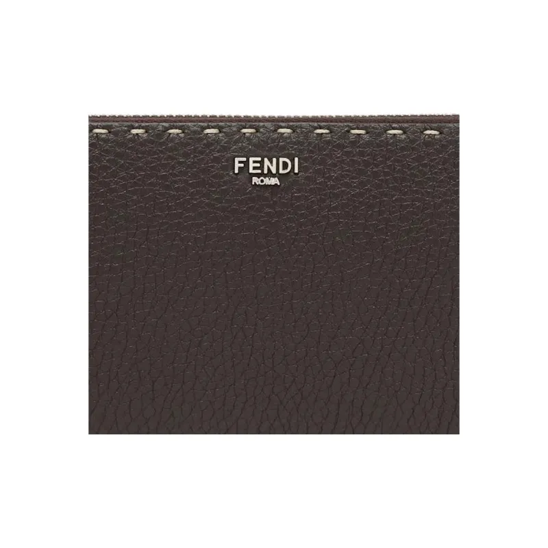 FENDI Cuoio Romano Calfskin Wallet Men's Brown-3
