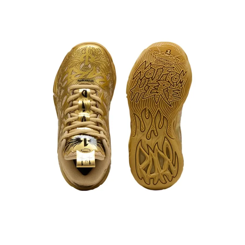 PUMA MB.04 Anti Slip Wear Resistant Mid Top Children's Basketball Shoes Gold Kids'-3