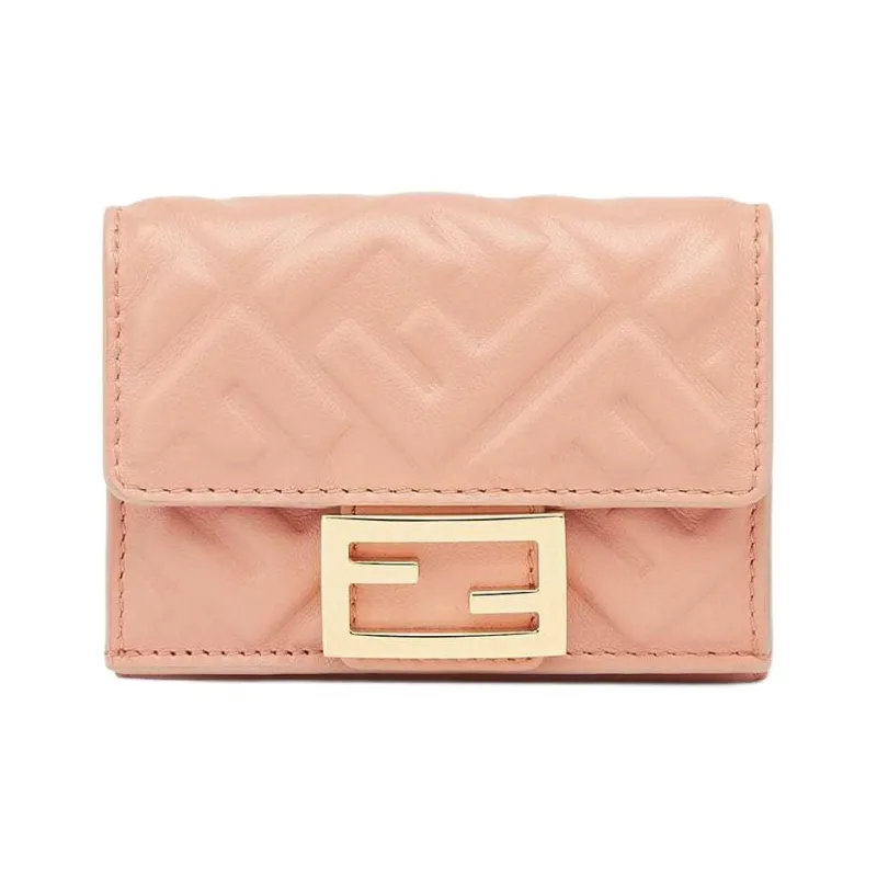 FENDI Baguette Lambskin Wallet Women's Pink-0