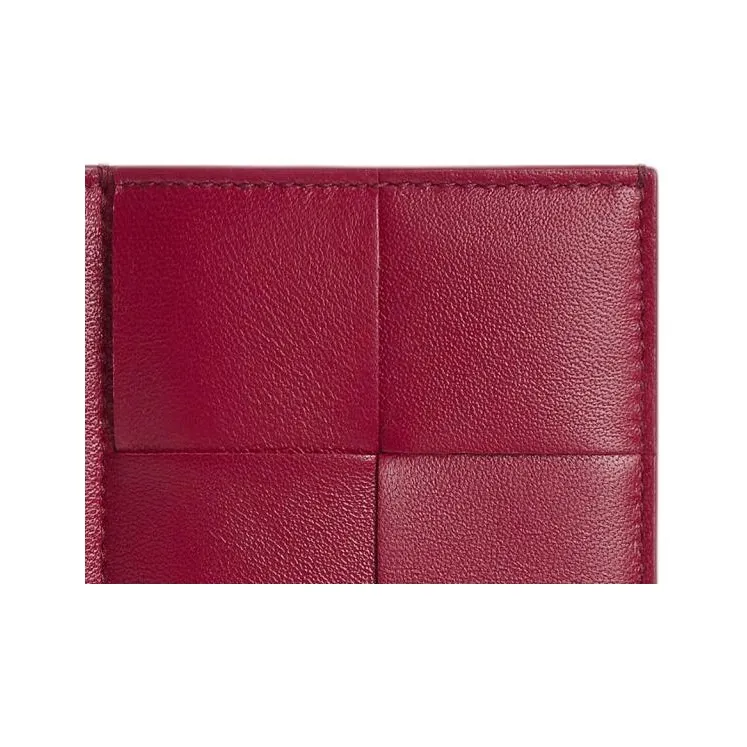 Bottega Veneta Lambskin Card Holder Women's Dark Red & Washed Pink-4