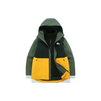 Quiksilver Hiking Water Resistant Windproof And Rainproof Windbreaker Jacket Unisex Army Green