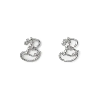 Burberry Brass Palladium-Plated Stud Earrings Women's Silver
