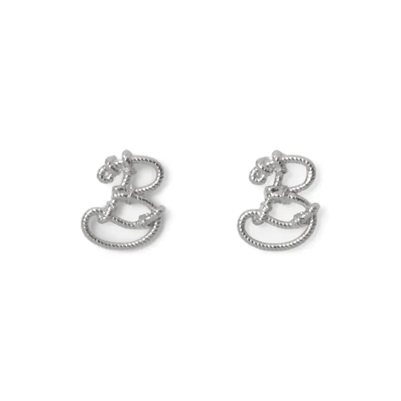 Burberry Brass Palladium-Plated Stud Earrings Women's Silver-0