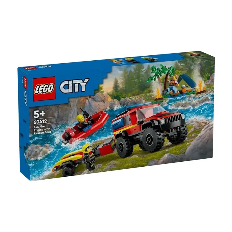 LEGO City Collection 4x4 Fire Truck And Liferaft Building Blocks 301pcs 60412-1