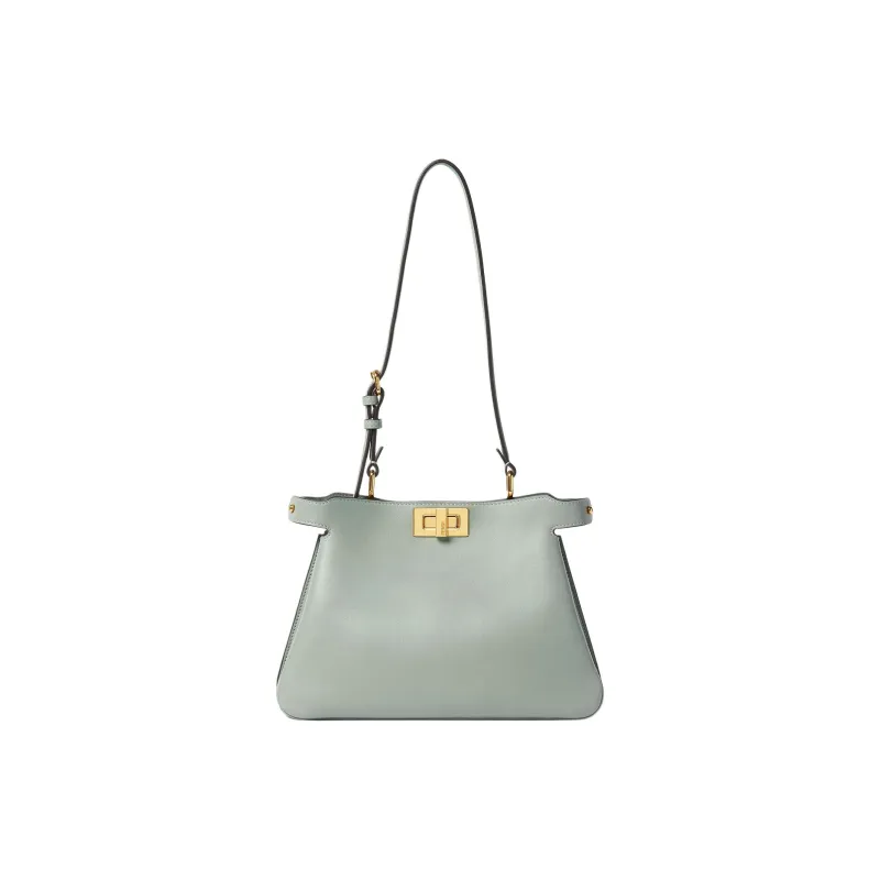 FENDI Peekaboo Calfskin Handbag Shoulder Bag Small Size Women's Green-0