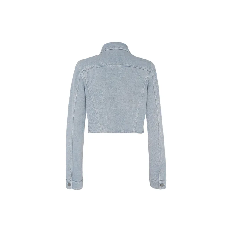 FENDI Logo Detailed Denim Jacket-3