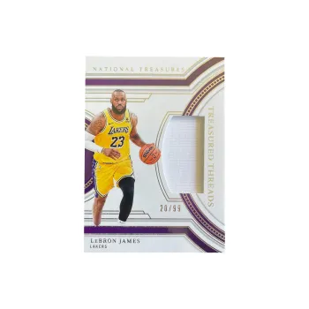 PANINI 2023 24 National Treasure, Lakers, LeBron James/99 Edition, Game Worn Jersey, White Material Sports Cards 1 Pc