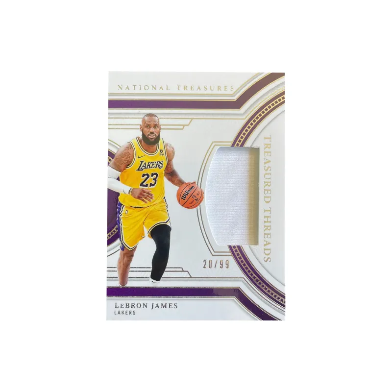 PANINI 2023 24 National Treasure, Lakers, LeBron James/99 Edition, Game Worn Jersey, White Material Sports Cards 1 Pc-0