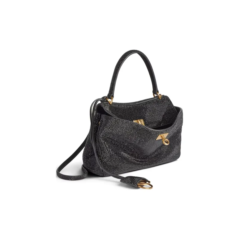Balenciaga Rodeo Rhinestone Shoulder Bag Crossbody Bag Handbag Mini Women's Black-2