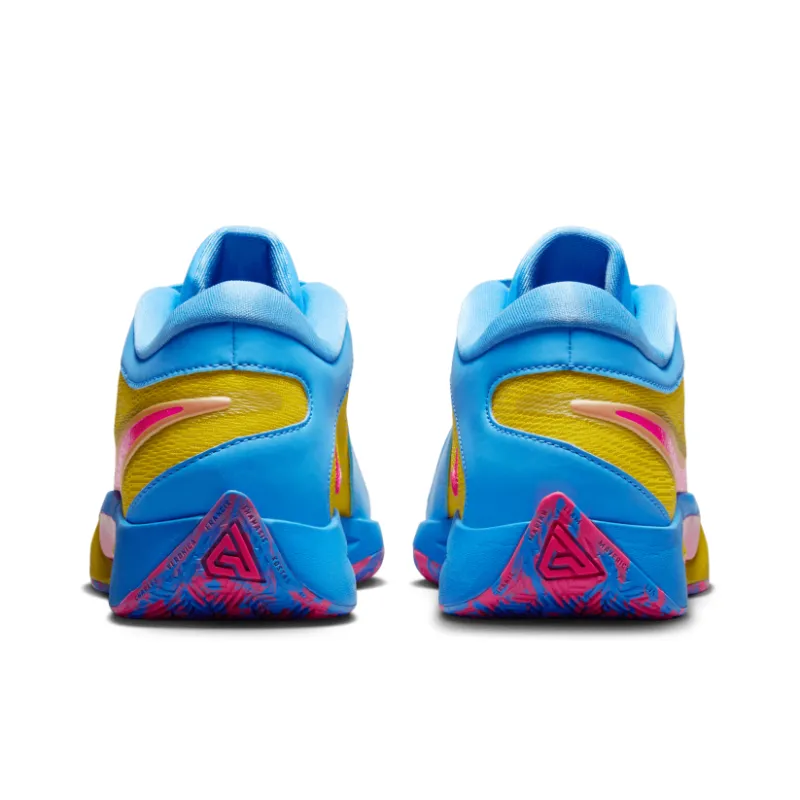 Nike Giannis Freak 6 Anti-Slip Wear-Resistant Low-Top Basketball Shoes Men's Yellow Pink Blue-4