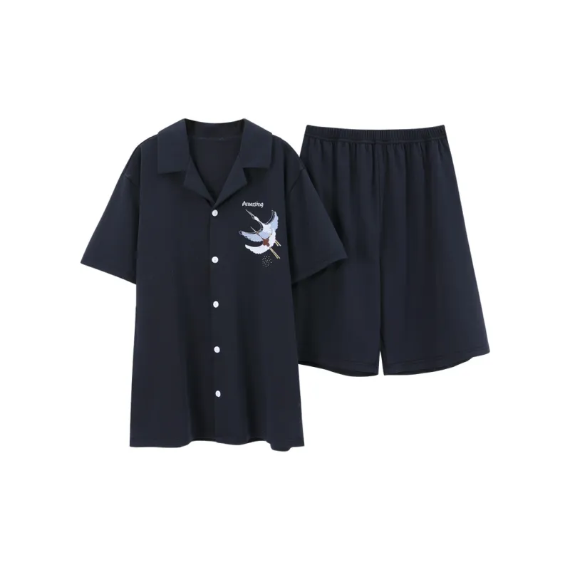 MADALLO Pajama Set Men's Black Crane-0