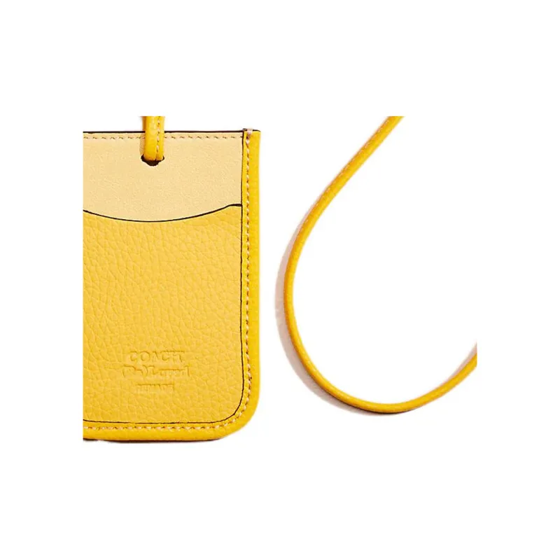 COACH Lanyard Leather Halter ID Card Holder Women's Yellow-2
