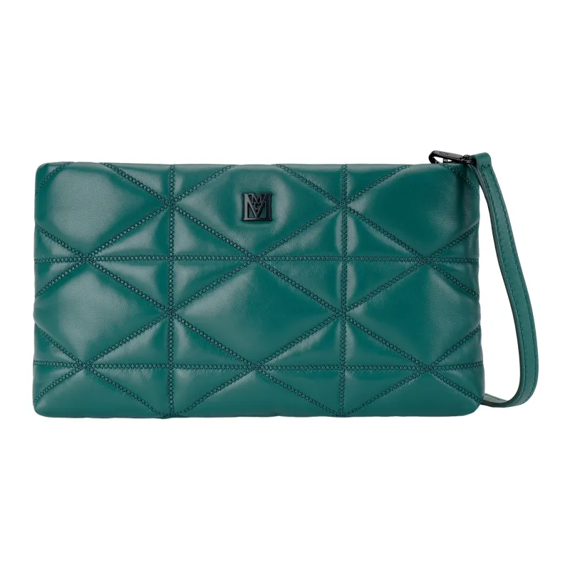 MCM Lambskin With Leather Trim Envelope Bag, One Shoulder Crossbody, Clutch Trumpets Women's Green-0