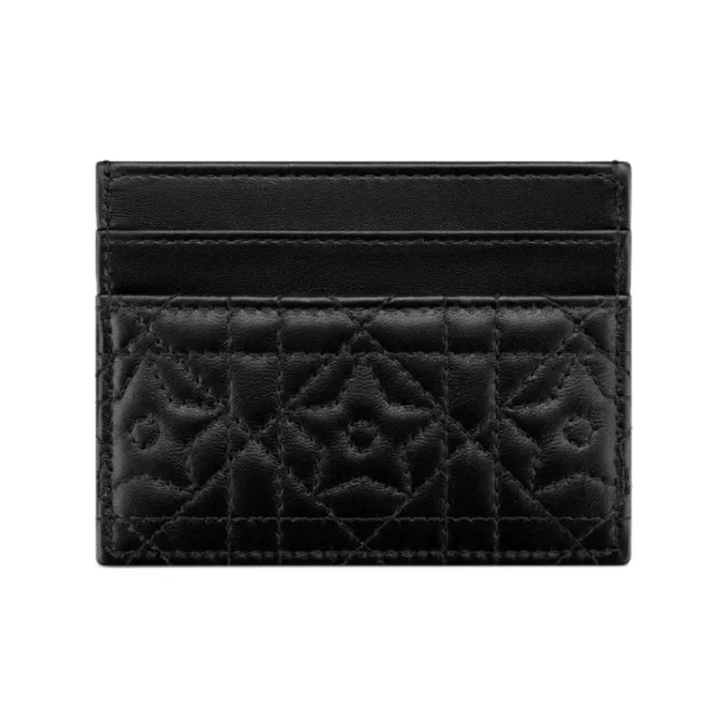 DIOR Caro Sheepskin Card Holder Women's Black-1