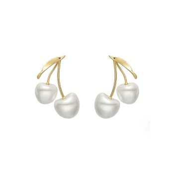 HEFANG Tableware 925 Sterling Silver Creamy Apricot Hoop Earrings Women's