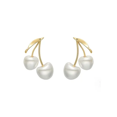HEFANG Tableware 925 Sterling Silver Creamy Apricot Hoop Earrings Women's