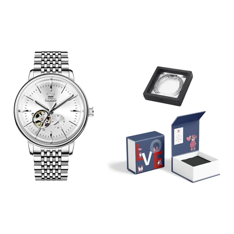 OLEVS Minimalist Series Mechanical Movement Watch Men's Watches White Dial-0