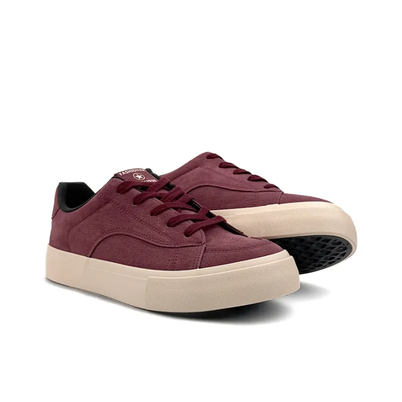 Mengsai Slip Resistant Shock Absorbers With Abrasion Resistant Properties Low Top Skateboard Shoes Men's Angora Red-2