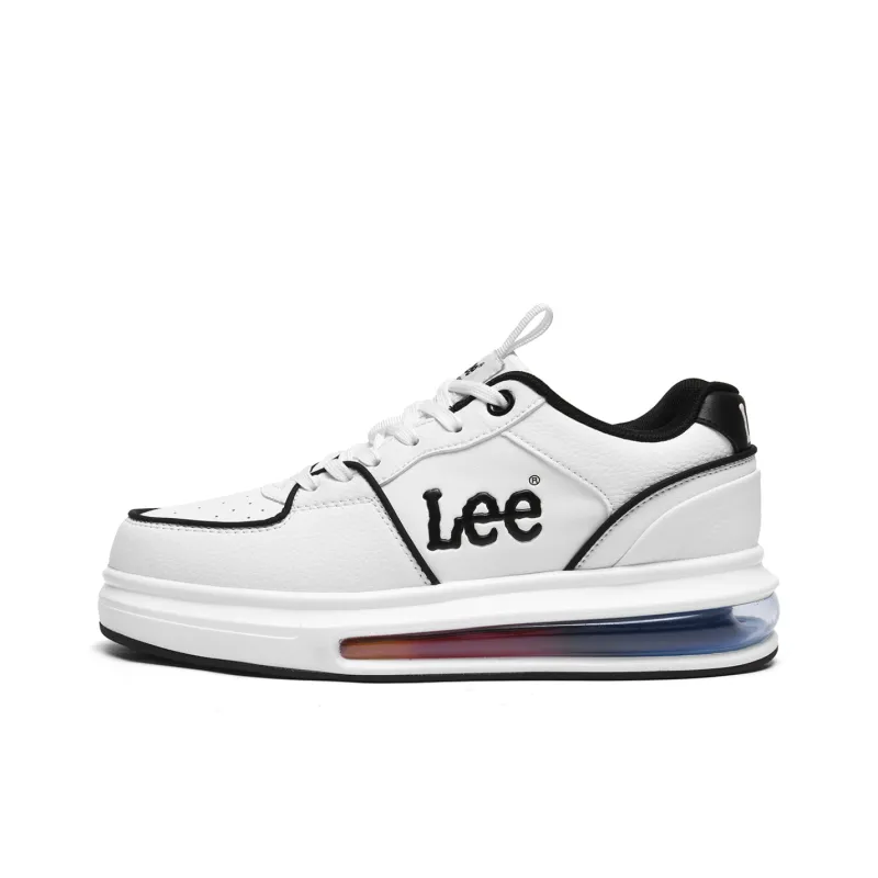 Lee Classic Air Cushion, White Sneakers Lightweight And Breathable Low Top Height Increasing Skateboard Shoes Men's-12