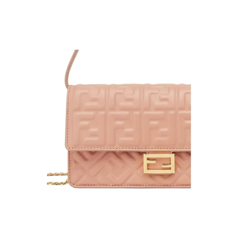FENDI Baguette Lambskin Portable Crossbody Bag Shoulder Bag Women's Pink-4