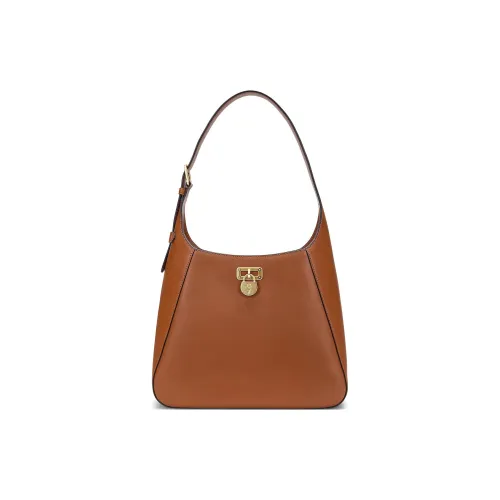 LAUREN RALPH LAUREN Leather Shoulder Bag Large Size Women's Tan