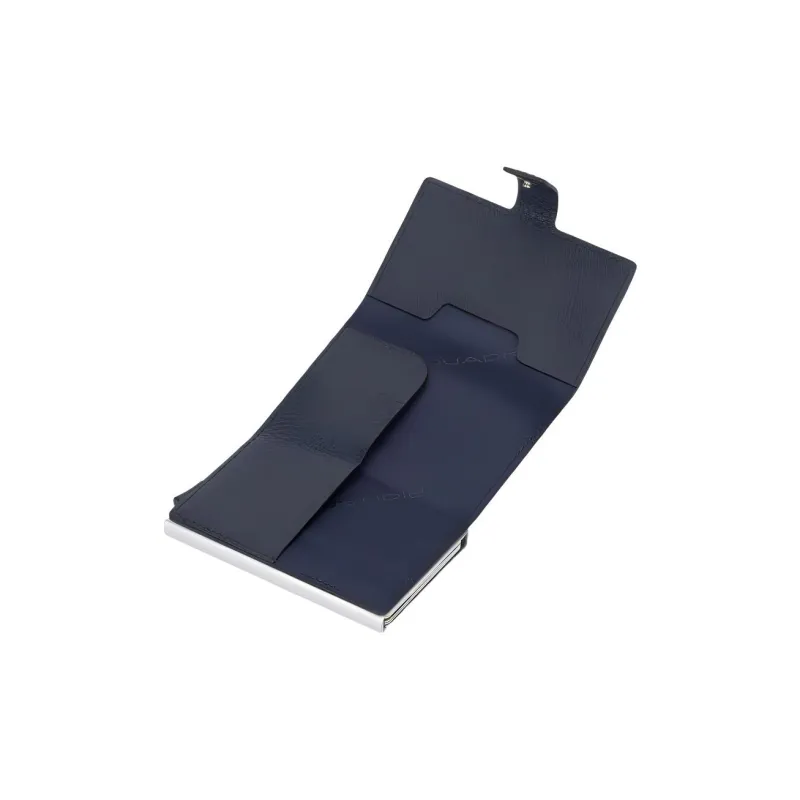 PIQUADRO Leather Card Holder Men's Blue-4