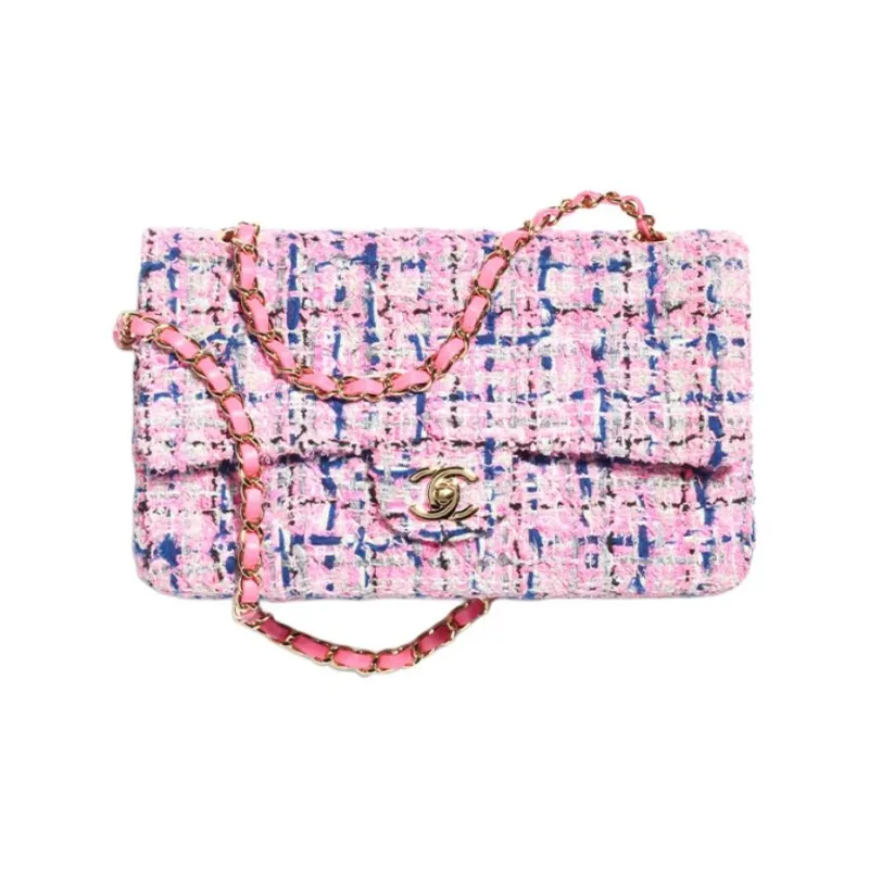 CHANEL Classic Flap CF Tweed Crossbody Bag, Shoulder Bag Trumpets Women's Multicolor-0
