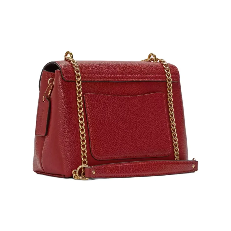 COACH Tammie Polished Leather Chain Bag Shoulder Bag Crossbody Bag Medium Size Women's Red-1