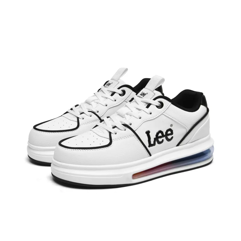 Lee Classic Air Cushion, White Sneakers Lightweight And Breathable Low Top Height Increasing Skateboard Shoes Men's-14