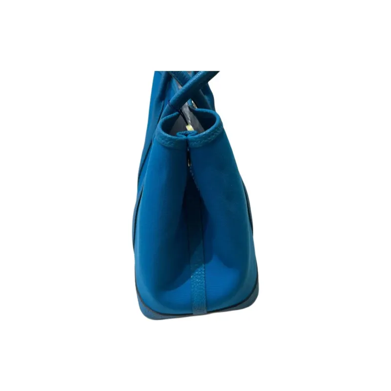 HERMES Garden Party Canvas With Leather Garden Bag Canvas Bag Handbag Unisex Blue Zanzibar Tanzanian Blue-1