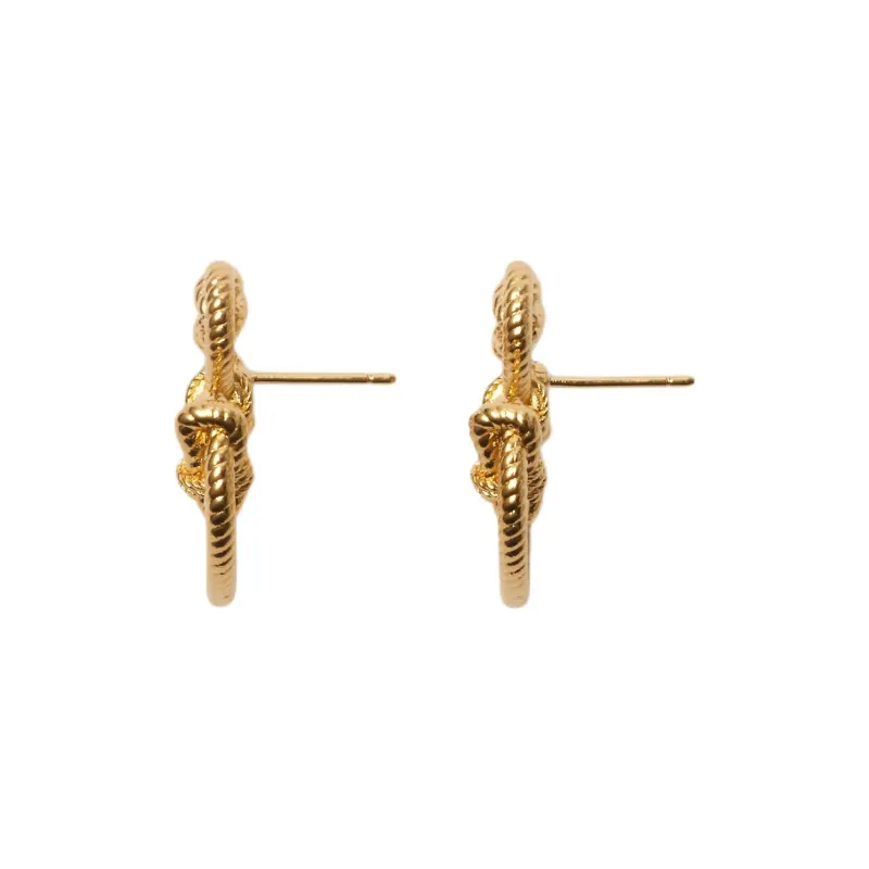 Burberry Brass Stud Earrings Unisex Gold-1