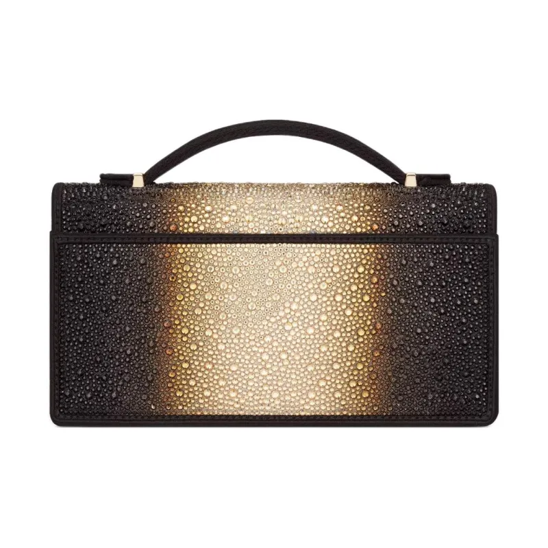 DIOR My Dior Crystal With Cotton One Shoulder Handbag Mini Women's Gold & Black-3