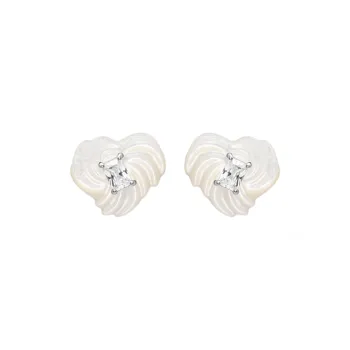 HEFANG Tableware 925 Sterling Silver Sweetheart Cookie Stud Earrings Women's