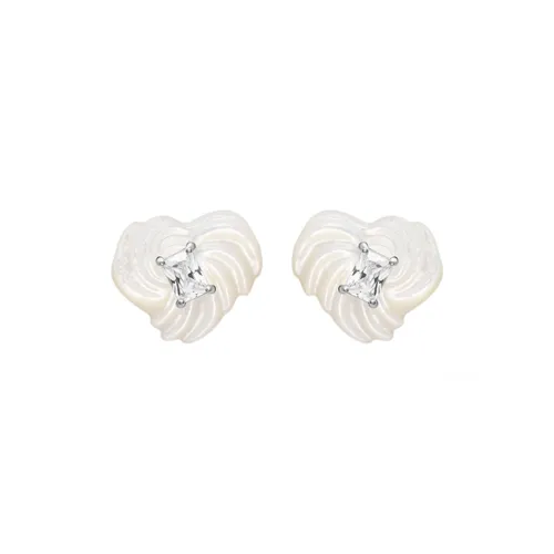 HEFANG Tableware 925 Sterling Silver Sweetheart Cookie Stud Earrings Women's