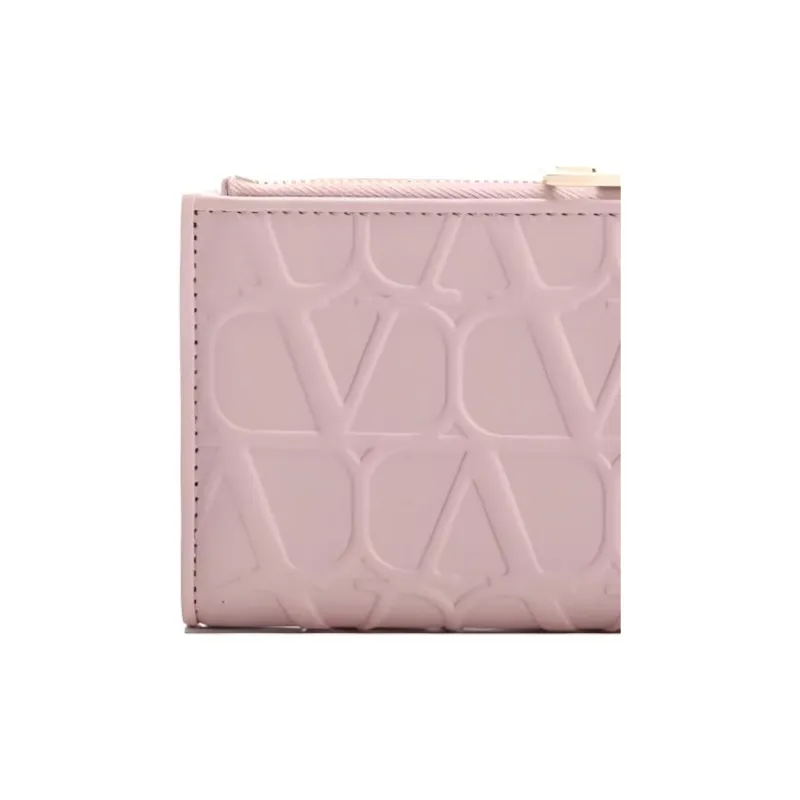 Valentino Vlogo Calfskin Wallet Coin Purse, Card Holder Medium Size Women's Pink-4