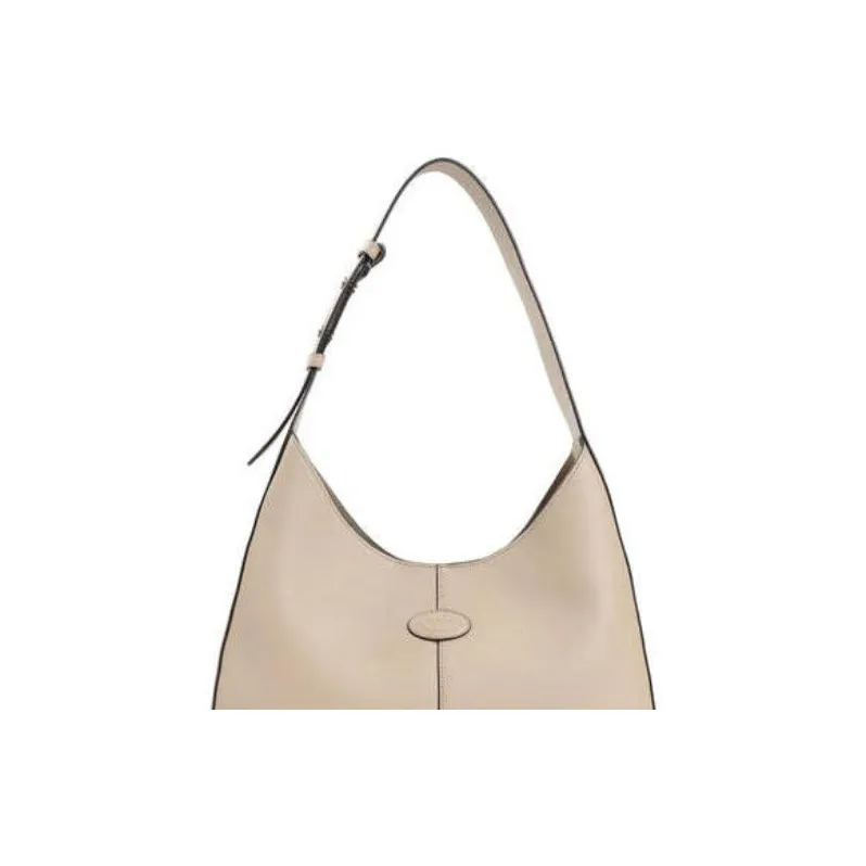 TOD'S DI Calfskin Handbag Shoulder Bag Small Size Women's Beige-3